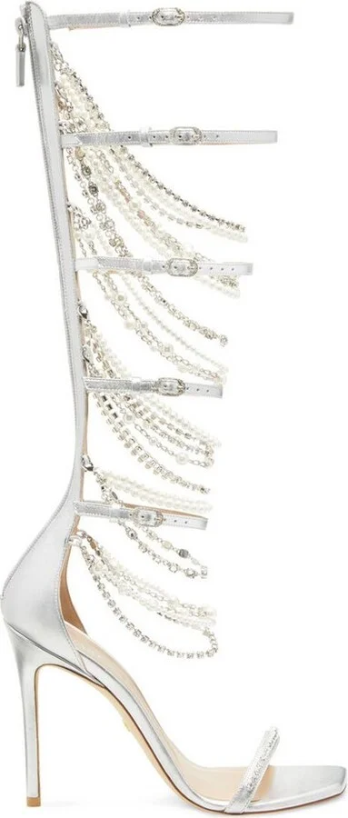 Stuart Weitzman Embellished Nudist Gladiator Sandals