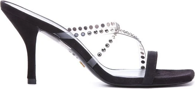Stuart Weitzman Embellished Slip-On Sandals