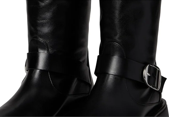 Stuart Weitzman Emerson Moto Tall Boot Women's Flat Shoes Black : 8 M, Leather - Image 7