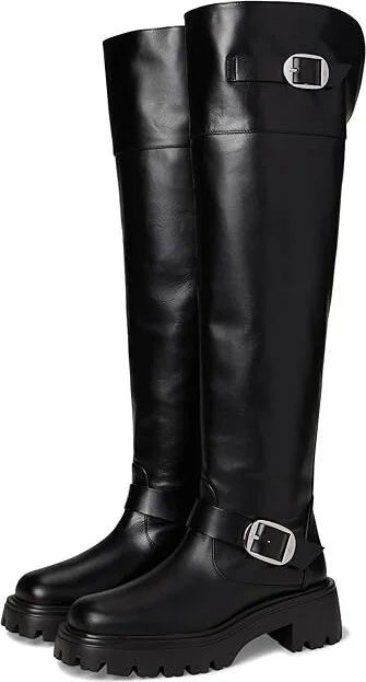 Stuart Weitzman Emerson Moto Tall Boot Women's Flat Shoes Black : 8 M, Leather