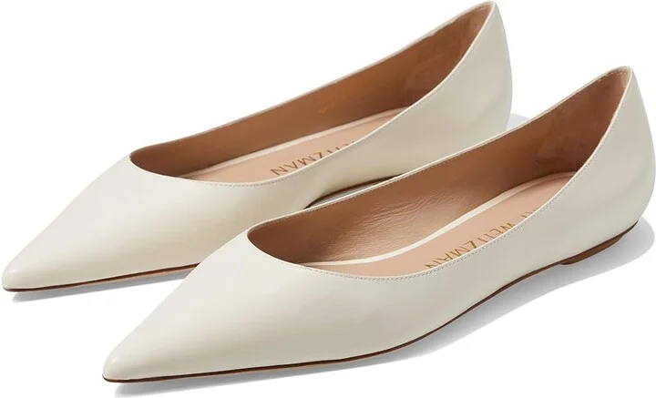 Stuart Weitzman Emilia Flat Women's Flat Shoes Seashell : 5 M, Leather