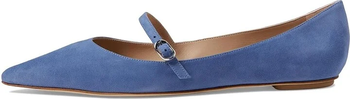 Stuart Weitzman Emilia Mary Jane Flat Women's Flat Shoes Blue Steel : 6.5 M, Leather - Image 5