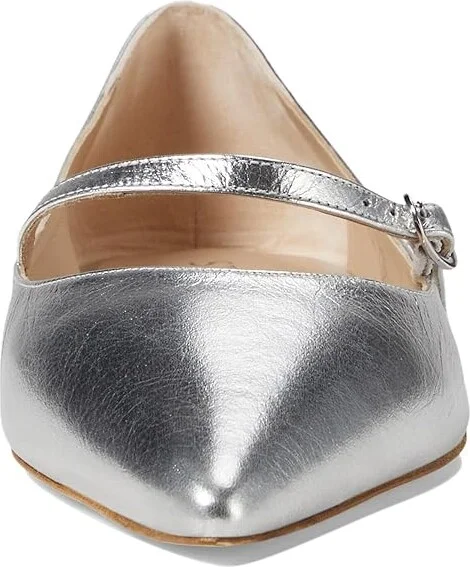 Stuart Weitzman Emilia Mary Jane Flat Women's Flat Shoes Silver : 5 M, Leather - Image 2