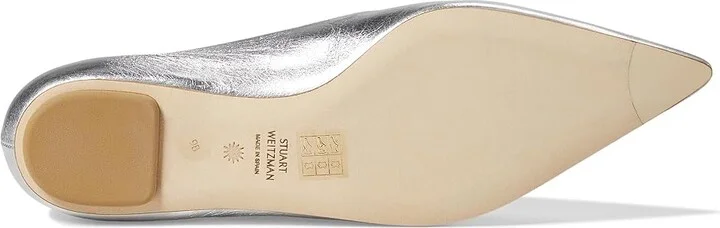 Stuart Weitzman Emilia Mary Jane Flat Women's Flat Shoes Silver : 5 M, Leather - Image 3
