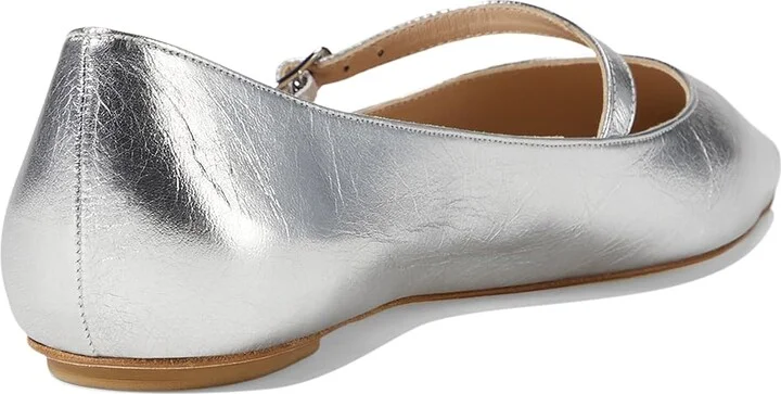 Stuart Weitzman Emilia Mary Jane Flat Women's Flat Shoes Silver : 5 M, Leather - Image 4