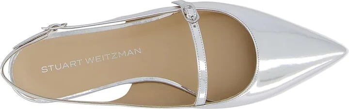 Stuart Weitzman Emilia Mary Jane Women's Shoes Silver : 6 N, Leather - Image 2