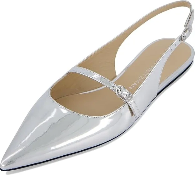Stuart Weitzman Emilia Mary Jane Women's Shoes Silver : 6 N, Leather - Image 7