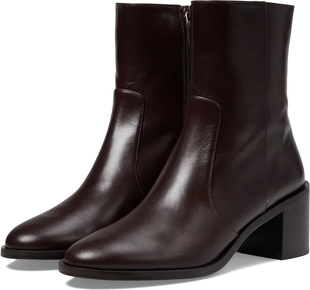 Stuart Weitzman Esme Zip Bootie Women's Flat Shoes Dark Brown : 8 M, Leather/Rubber
