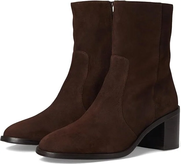 Stuart Weitzman Esme Zip Bootie Women's Flat Shoes Walnut/Dark Brown : 5.5 M, Leather/Rubber