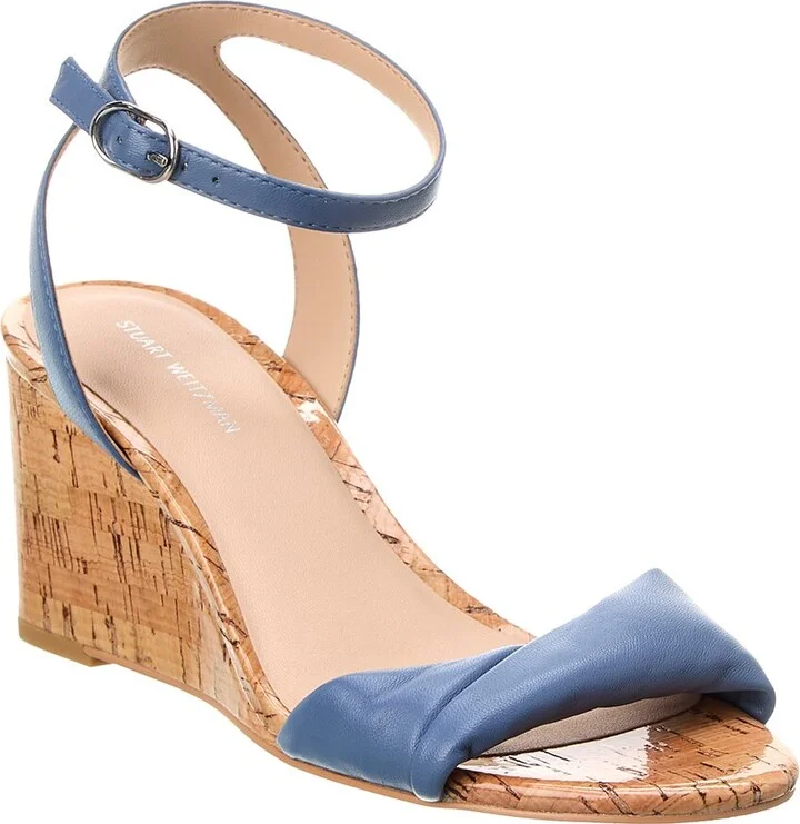 Stuart Weitzman Everly 75 Leather Wedge Sandal
