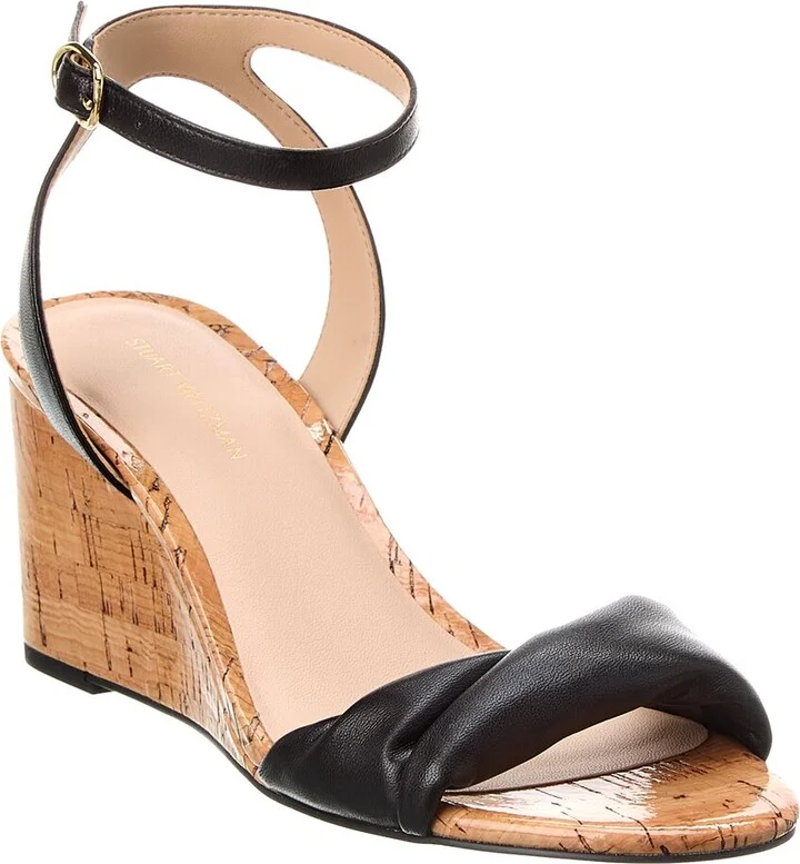 Stuart Weitzman Everly 75 Leather Wedge Sandal