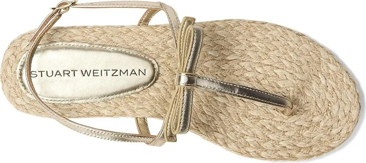 Stuart Weitzman Felicity Espadrille Sandal Women's Wedge Shoes Light Gold/Natural : 9 M, Leather - Image 2