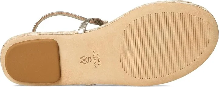 Stuart Weitzman Felicity Espadrille Sandal Women's Wedge Shoes Light Gold/Natural : 9 M, Leather - Image 3