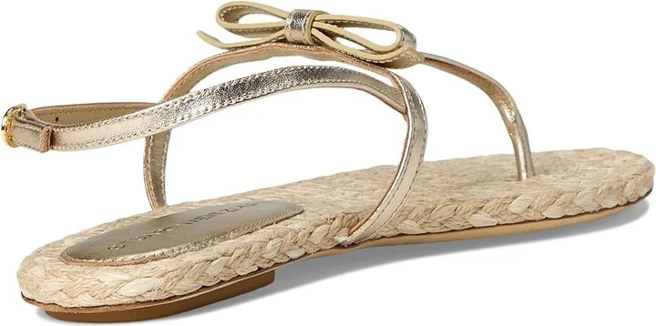 Stuart Weitzman Felicity Espadrille Sandal Women's Wedge Shoes Light Gold/Natural : 9 M, Leather - Image 4