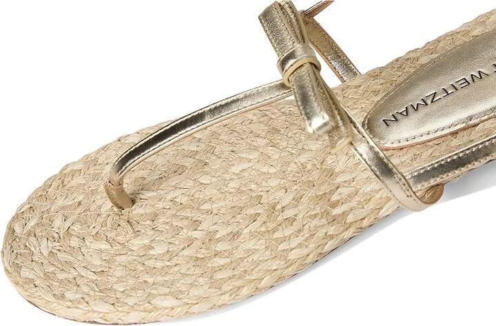 Stuart Weitzman Felicity Espadrille Sandal Women's Wedge Shoes Light Gold/Natural : 9 M, Leather - Image 7