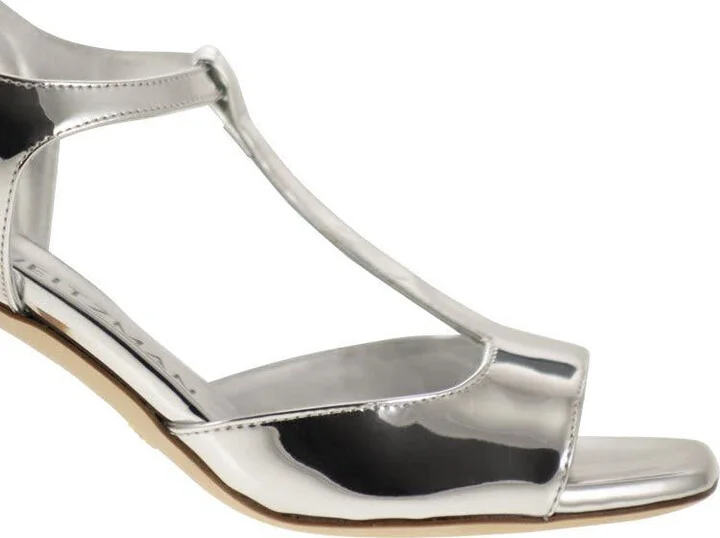Stuart Weitzman Flareblock - Mirrored Leather T-Sandal - Image 6