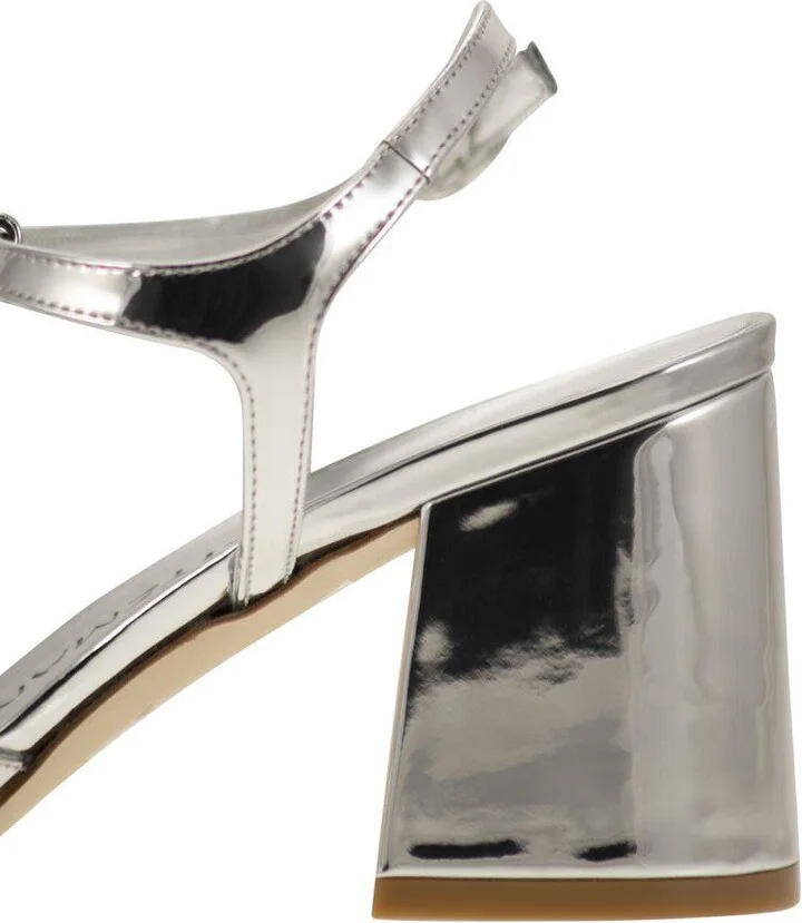 Stuart Weitzman Flareblock - Mirrored Leather T-Sandal - Image 7