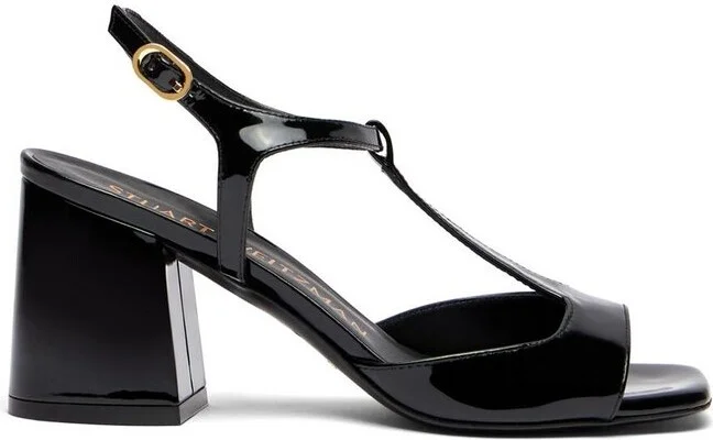 Stuart Weitzman Flareblock T-Strap Sandals