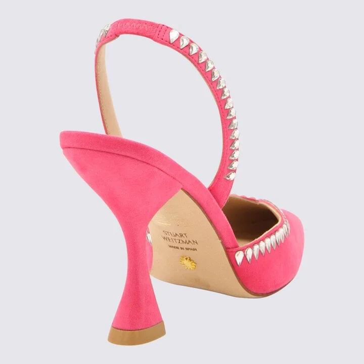 Stuart Weitzman Fuchsia Leather Gemcut Xcurve Pumps - Image 2