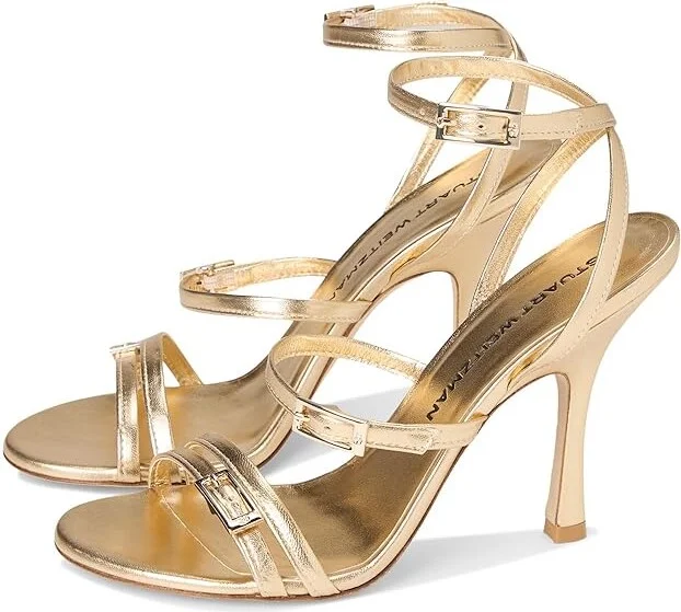 Stuart Weitzman Georgie 100 High Women's Heels Golden : 9 M, Leather