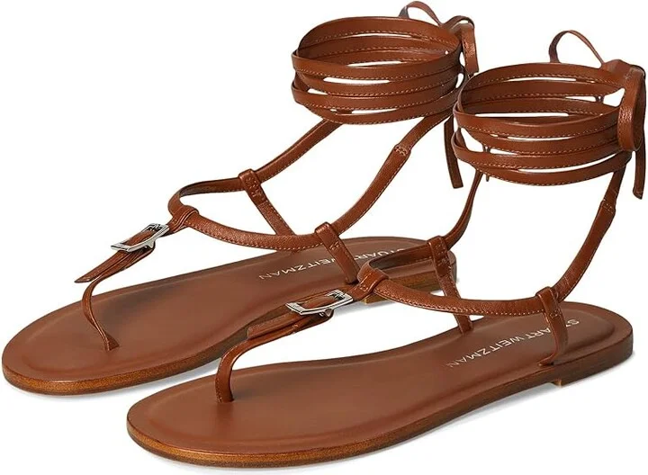 Stuart Weitzman Georgie Lace-Up Women's Wedge Shoes Bridle Brown : 10.5 M, Leather