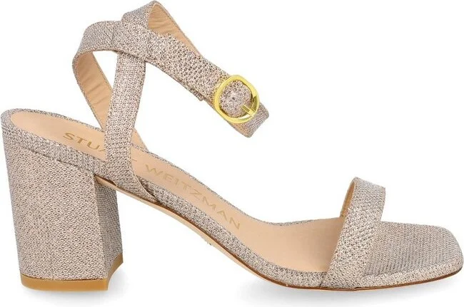 Stuart Weitzman Glitter-Detailed Ankle Strap Sandals