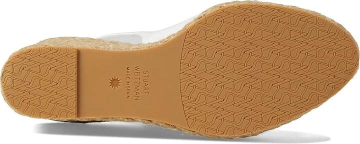 Stuart Weitzman Island Peep-Toe Espadrille Wedge Women's Shoes White/Natural : 10 B, Leather - Image 3