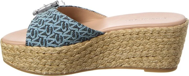 Stuart Weitzman June 75 Leather & Canvas Wedge Slide - Image 2