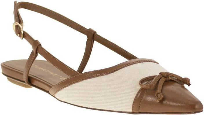 Stuart Weitzman Kitty - Leather And Linen Slingback - Image 2