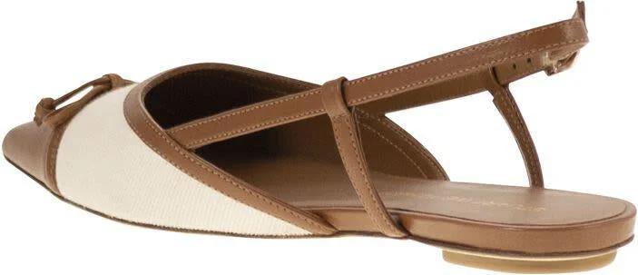 Stuart Weitzman Kitty - Leather And Linen Slingback - Image 3