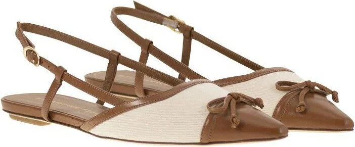 Stuart Weitzman Kitty - Leather And Linen Slingback - Image 4