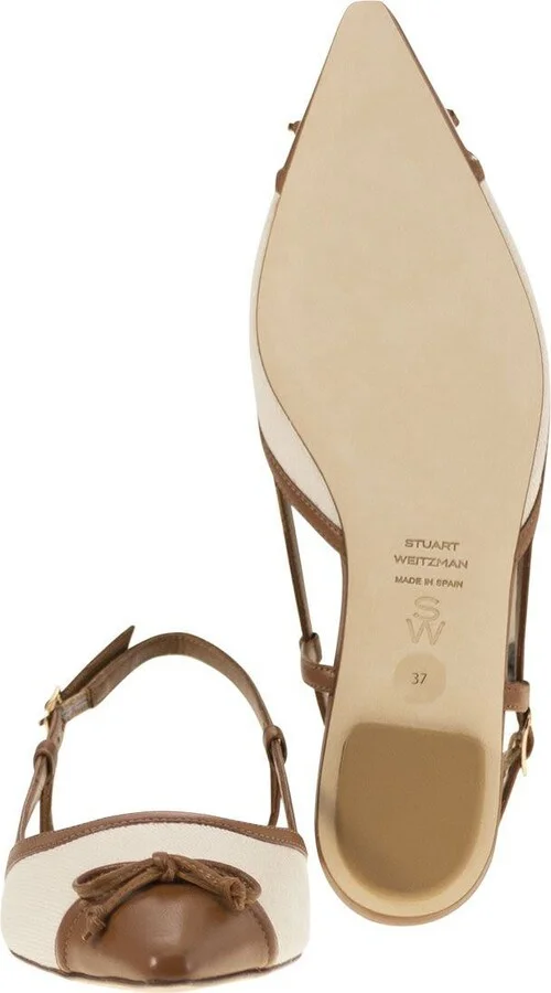 Stuart Weitzman Kitty - Leather And Linen Slingback - Image 5