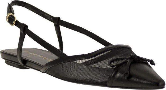 Stuart Weitzman Kitty - Leather And Transparent Fabric Slingback - Image 2