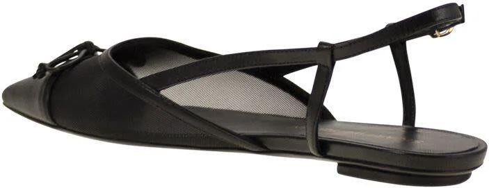 Stuart Weitzman Kitty - Leather And Transparent Fabric Slingback - Image 3