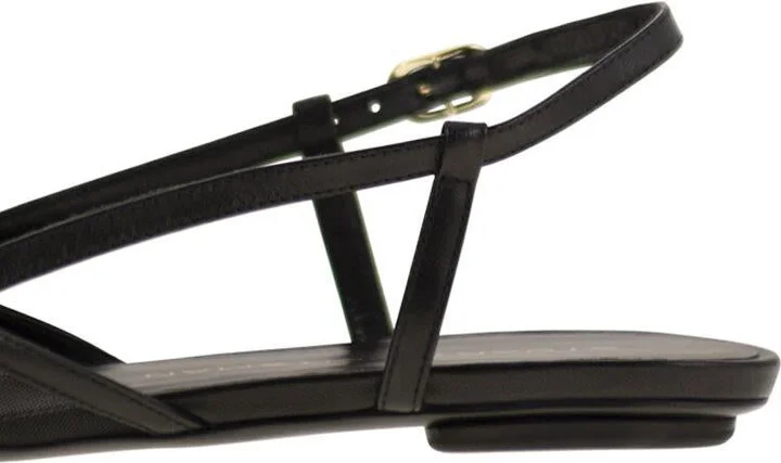 Stuart Weitzman Kitty - Leather And Transparent Fabric Slingback - Image 7