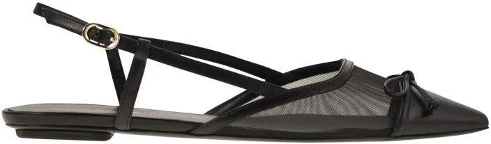 Stuart Weitzman Kitty - Leather And Transparent Fabric Slingback