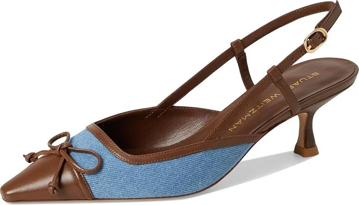 Stuart Weitzman Kitty Slingback 50 High Women's Heels Washed/Coffee : 5.5 M, Leather - Image 5