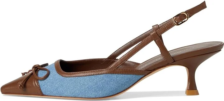 Stuart Weitzman Kitty Slingback 50 High Women's Heels Washed/Coffee : 5.5 M, Leather - Image 6