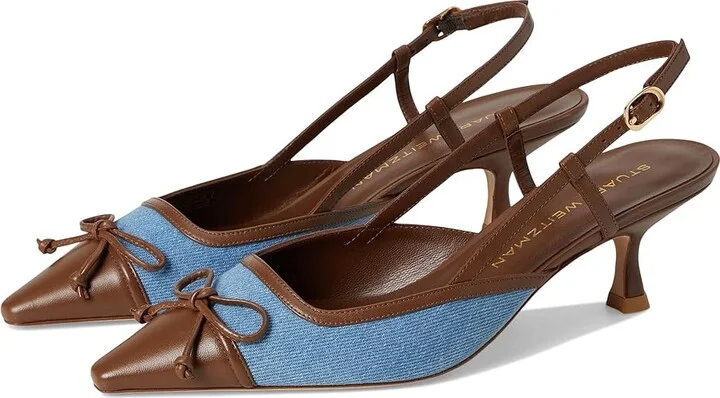Stuart Weitzman Kitty Slingback 50 High Women's Heels Washed/Coffee : 5.5 M, Leather