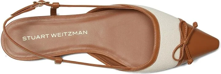 Stuart Weitzman Kitty Slingback Women's Shoes Linen/Hazel : 6 M, Leather - Image 2