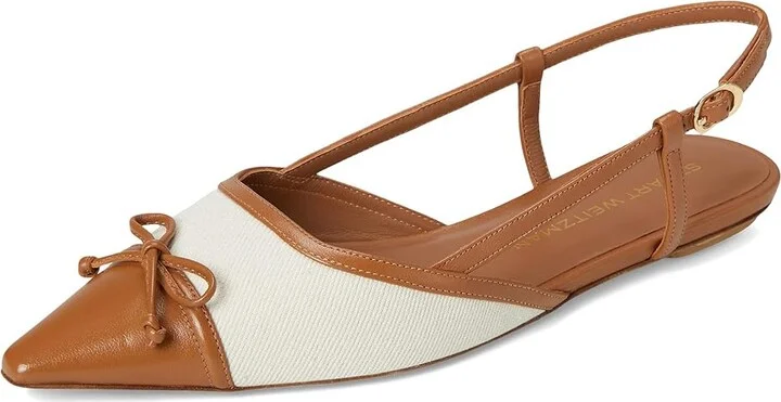 Stuart Weitzman Kitty Slingback Women's Shoes Linen/Hazel : 6 M, Leather - Image 5
