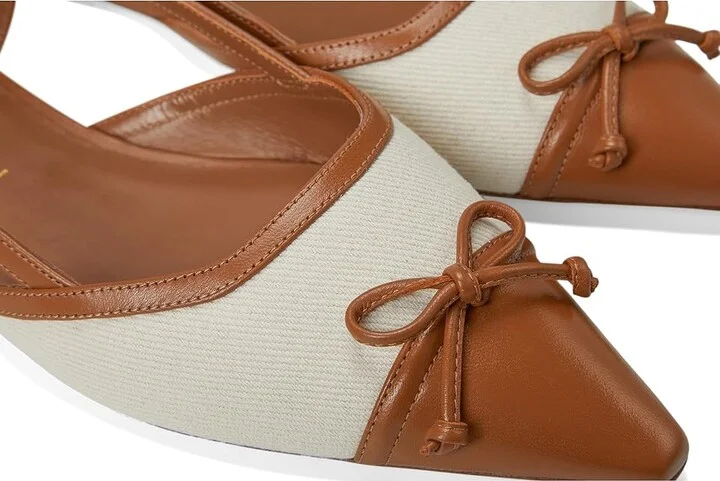 Stuart Weitzman Kitty Slingback Women's Shoes Linen/Hazel : 6 M, Leather - Image 7