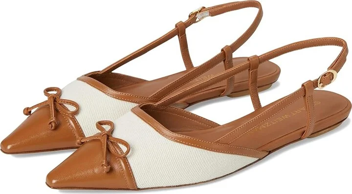 Stuart Weitzman Kitty Slingback Women's Shoes Linen/Hazel : 6 M, Leather