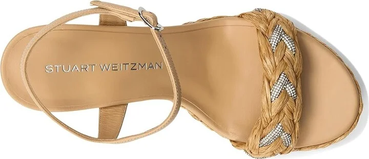 Stuart Weitzman Lana Platform 80 Women's Wedge Shoes Natural Tonal : 10.5 M, Textile - Image 2