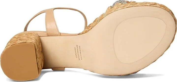 Stuart Weitzman Lana Platform 80 Women's Wedge Shoes Natural Tonal : 10.5 M, Textile - Image 3