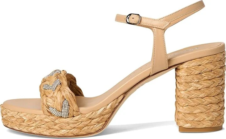 Stuart Weitzman Lana Platform 80 Women's Wedge Shoes Natural Tonal : 10.5 M, Textile - Image 6