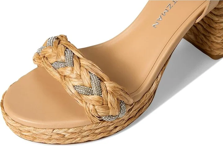 Stuart Weitzman Lana Platform 80 Women's Wedge Shoes Natural Tonal : 10.5 M, Textile - Image 7