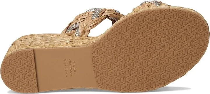 Stuart Weitzman Lana Wedge Slide 65 Women's Wedge Shoes Natural : 5 M, Leather - Image 3