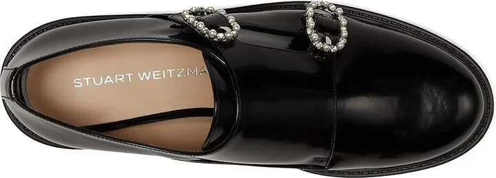 Stuart Weitzman Leighton Monk Strap Women's Flat Shoes Black : 8.5 M, Leather - Image 2