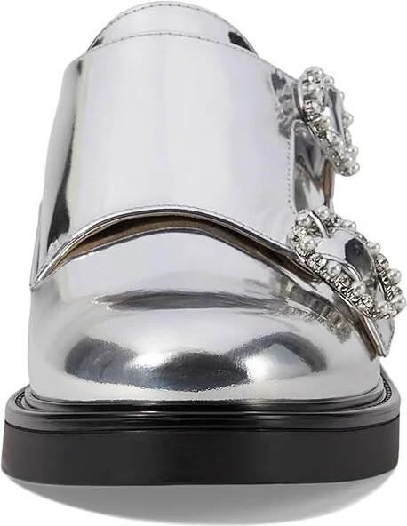 Stuart Weitzman Leighton Monk Strap Women's Flat Shoes Silver : 11 M, Leather - Image 5